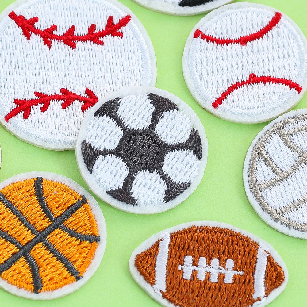 9Pc/set Basketball Volleyball Rugby Embroidery Patches Football Baseball Tennis Iron Appliques Badges Outfits Sewing Supplies