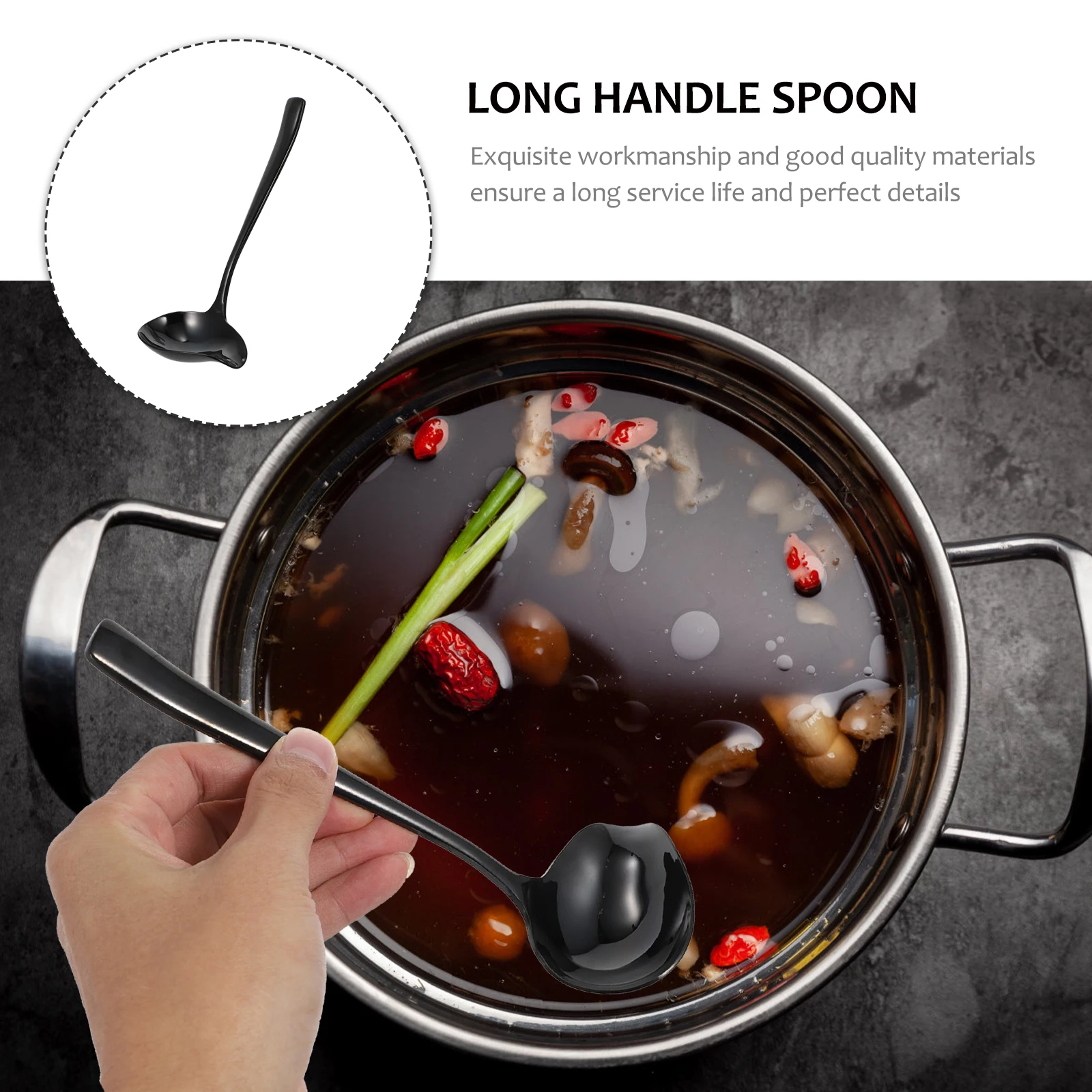 

Duckbill Soup Spoon 304 Stainless Steel Pastry Sauce Long Handle Kitchen Cutlery Hot Pot Easy Clean Wear Resistant