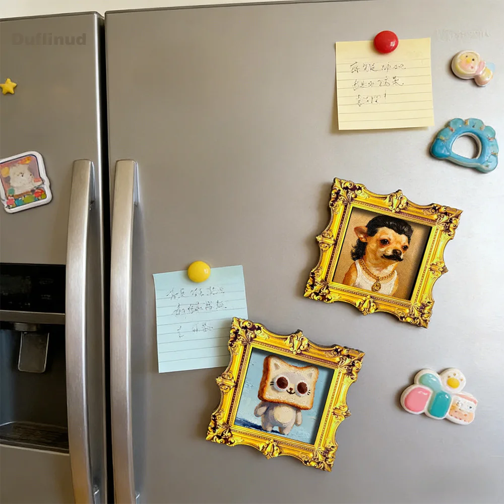 Retro Gerahmter Chihuahua-Kunstmagnet, Originelles Hundeporträt-Dekor für Kühlschrank, Schrank, Schließfach und Geschenk für Tierliebhaber – Detail 5