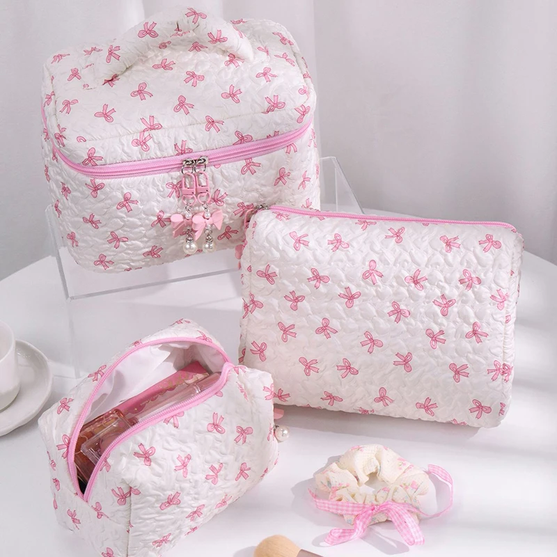 

Bowknot Cosmetic Bag Multifunctional Storage Bag Large Capacity Travel Cosmetic Bag Ladies Cosmetic Bag