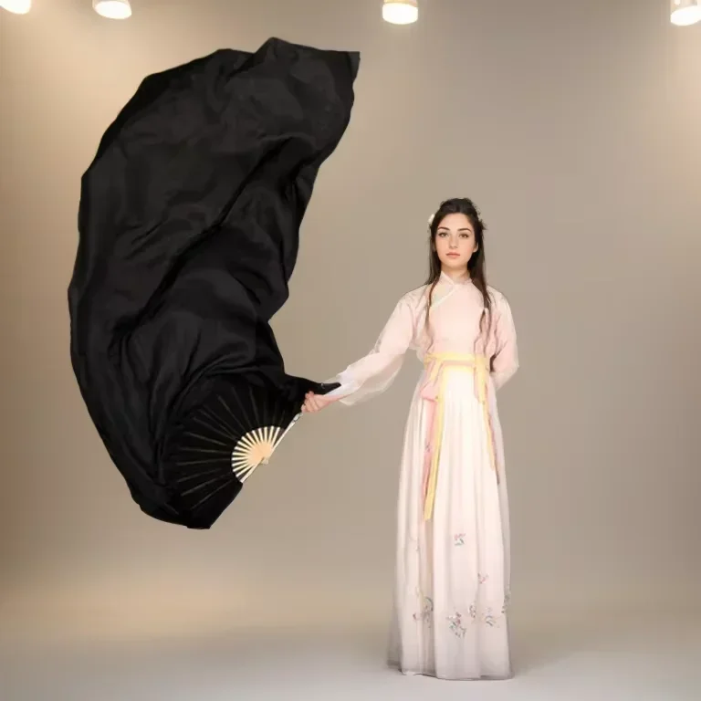 White Gray Black Silk Dance Fan 100% Real Silk Belly Dance Stage Performance Props Fans Hand-dyed Multiple Colors Dance Silk Fan