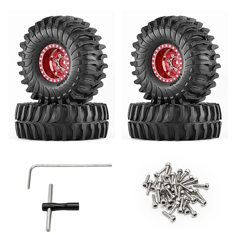 Excellent-1.0 Inch Beadlock Wheel And Rubber Tires For 1/18 Traxxas TRX4M For 1/24 Axial SCX24 RC Cralwer Upgrade Parts