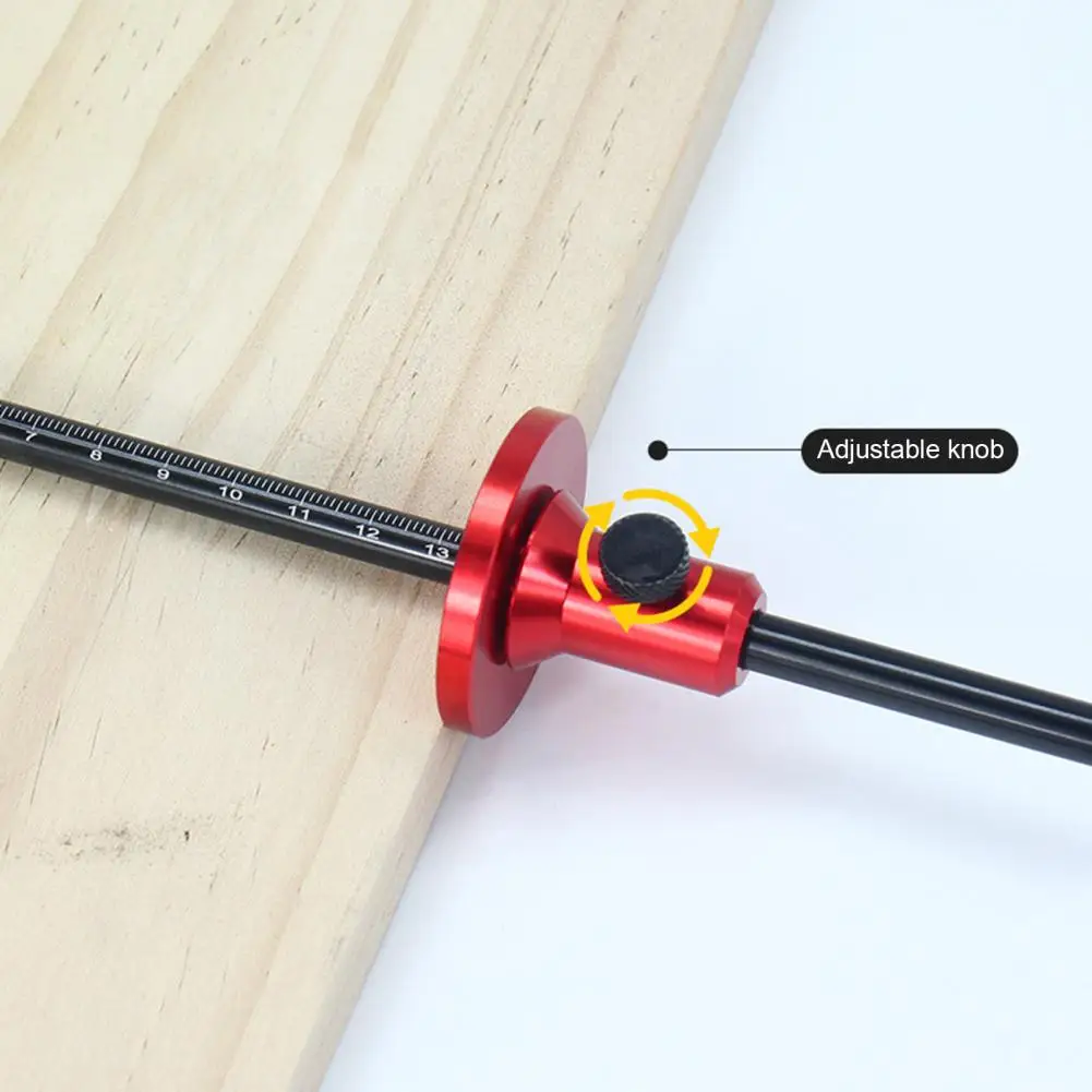 Etched Stainless Steel Ruler Woodworking Scriber with Dual Scale Adjustable Mortise Marker Aluminum Alloy for Precision