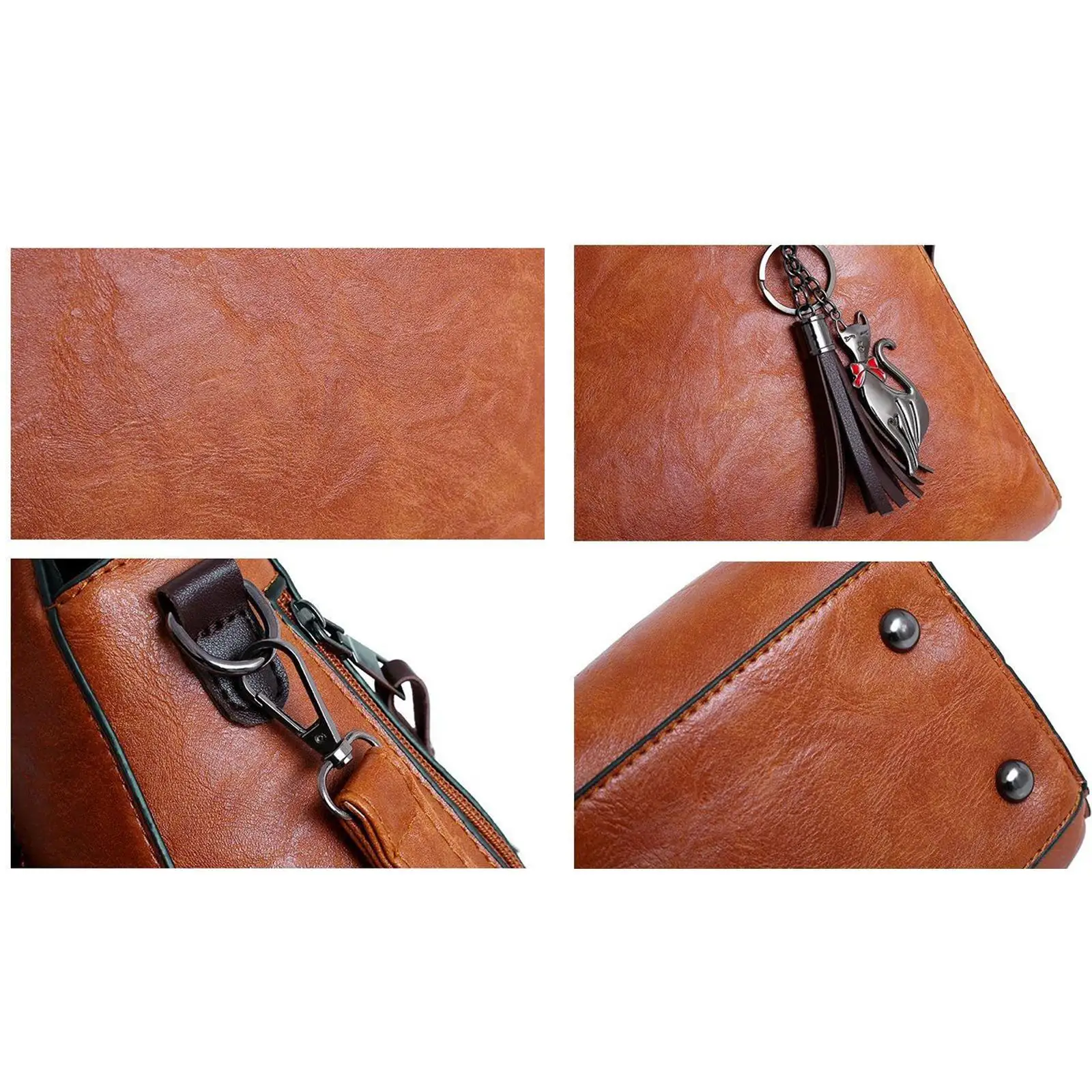 Casual Women Handbag Purse Set Retro PU Leather Tote Shoulder Crossbody Bag Card Holder Laptop Gift