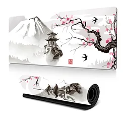 Black And White Cherry Blossom Sakura Custom Home Computer Keyboard Pad Desk Mats Laptop Soft Anti-slip Table Mat Mouse pad