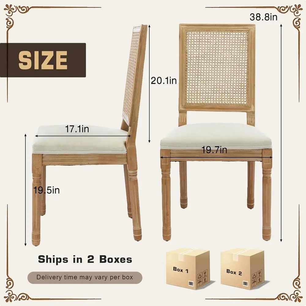 rench Dining Chairs Set o 4, Vintage Dining Chairs with Rattan Backrest, Wooden ehouse Chairs or Living Room, Kitchen, Restauran