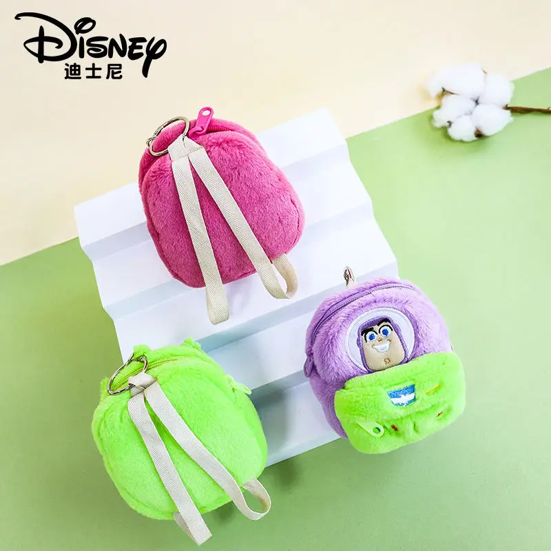 Disney Lotso Stitch Alien Buzz Lightyear Cartoon Mini Backpack Style Plush Coin Purse Keychain Pendant Headphone Storage Bag