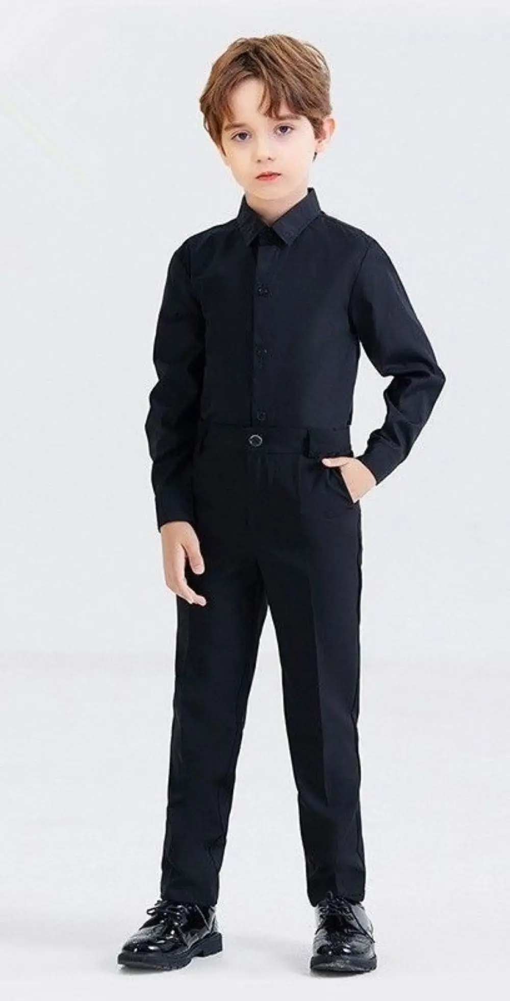 Boy Classic Black Shirt/Children's No ironing and wrinkle resistance Shirt /Performance Black Shirt 3560