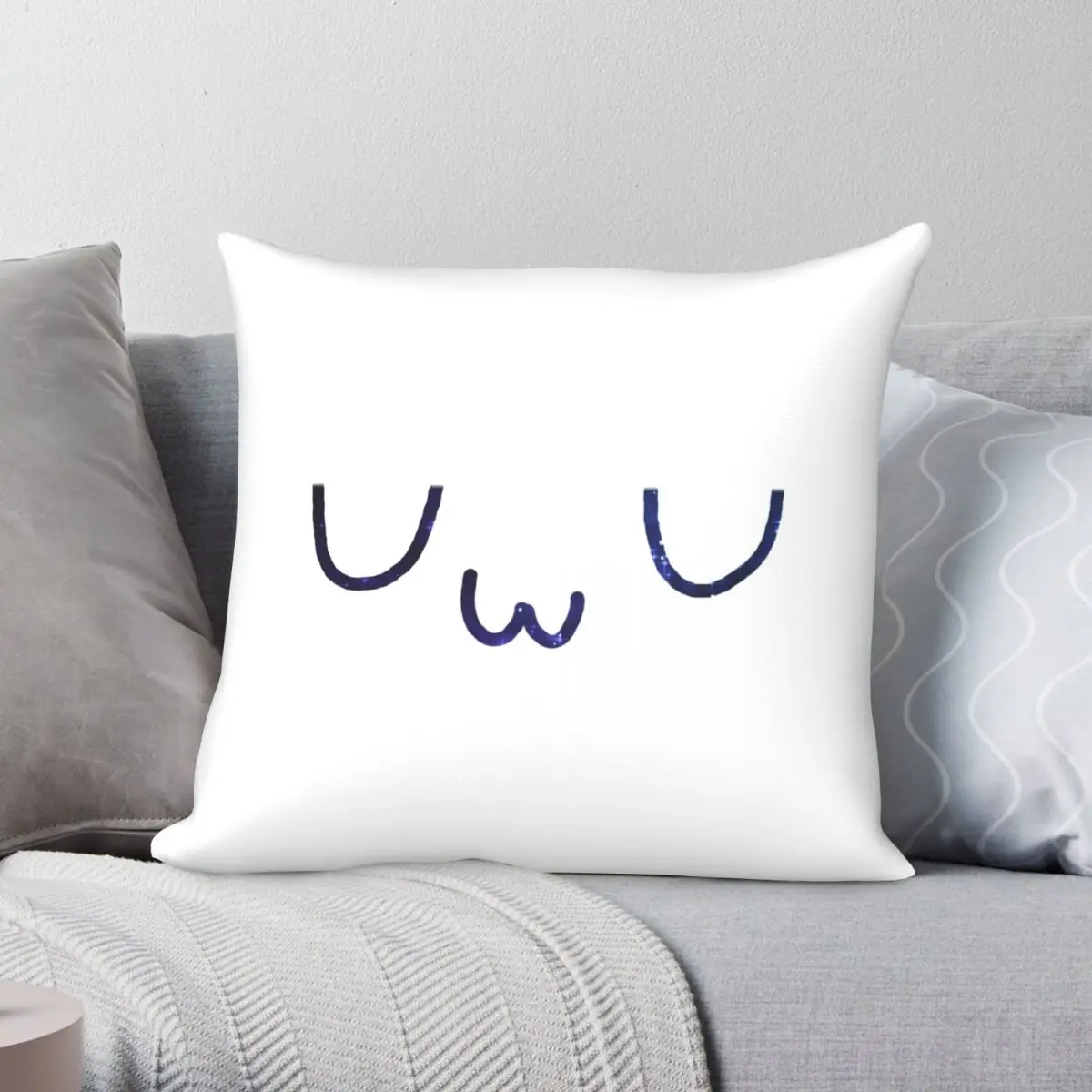 

UwU Square Pillowcase Polyester Linen Velvet Printed Zip Decor Pillow Case Home Cushion Case