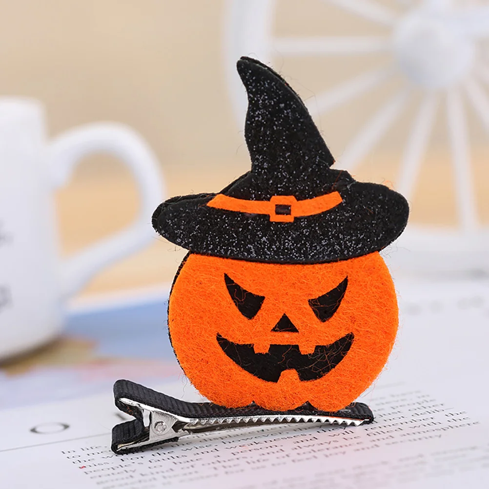 

12pcs Halloween Hair Clips Felt Cloth Cartoon Cat Barrettes Toddler Goth Accessories Pumpkin Theme Festive Hairpins Women Girls