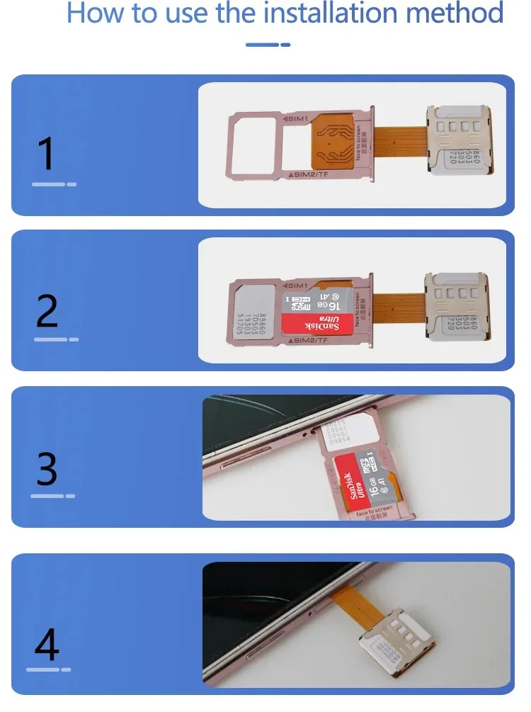 Universal DIY Android Phone TF Dual SIM Card Adapter Nano Cato Hybrid Sim Slot For Micro SD Extender