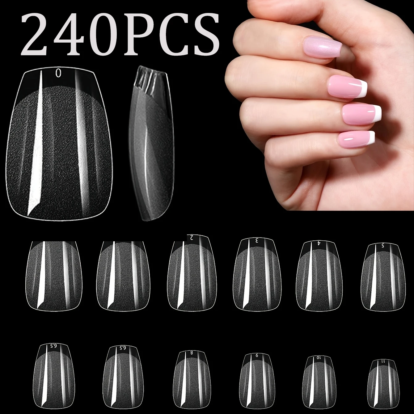 ARTAUG 240 Stück kurze Nägel zum Aufdrücken, quadratisch, weiß, Gel-Lucency-Kunstnägel, vollständige Abdeckung, künstliches Nagelset, zum Aufdrücken der Sommer, günstige Nägel – Detail 23