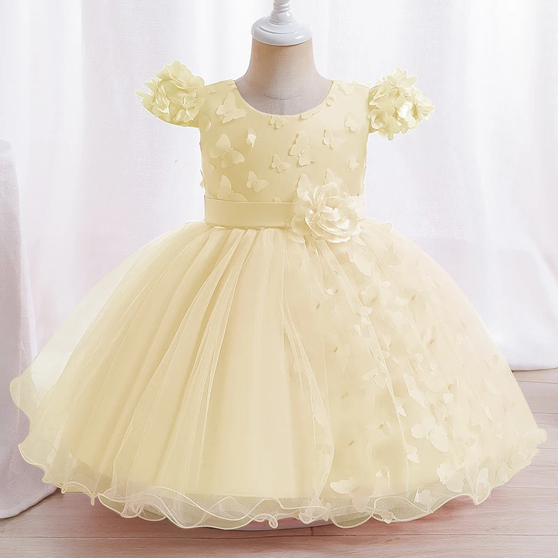 Toddler baby clothes Pink baby girl\'s first birthday party dress Formal Christmas dinner dress Suitable for 0-3 years old baby