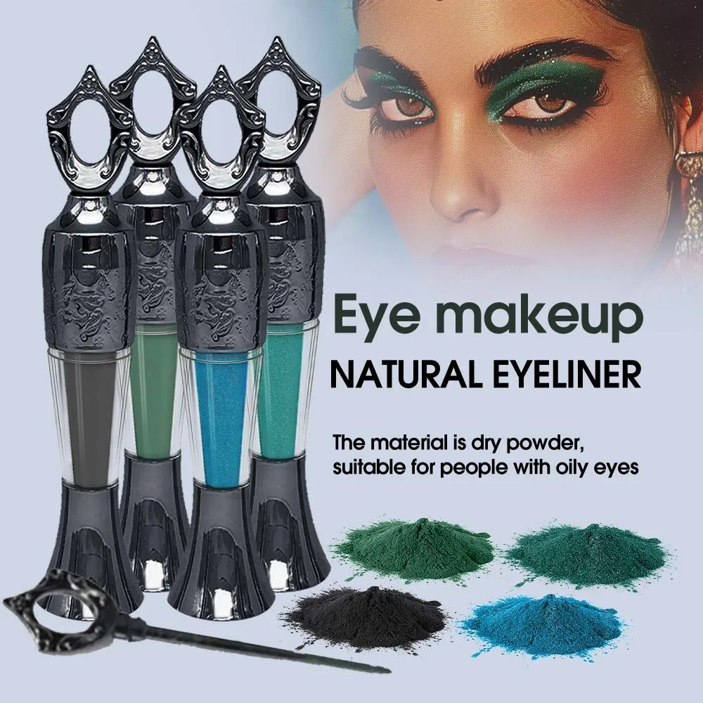 Powder Eyeliner 100% Natural Powder Long-Lasting Eyeliner Arabic Liner (Black/Green) Eyeliner For Middle Eastern Africa Women