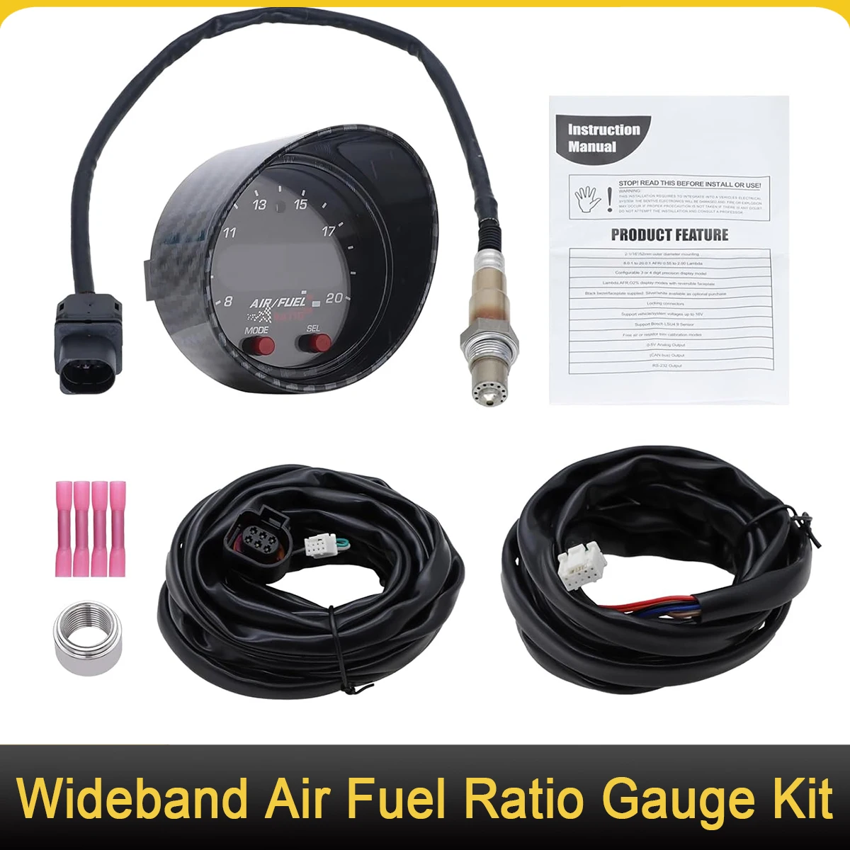 

30-0300 X-Series Wideband UEGO AFR Sensor Controller Gauge Wideband O2 Air Fuel Ratio Gauge Kit Fuel Ratio Gauge