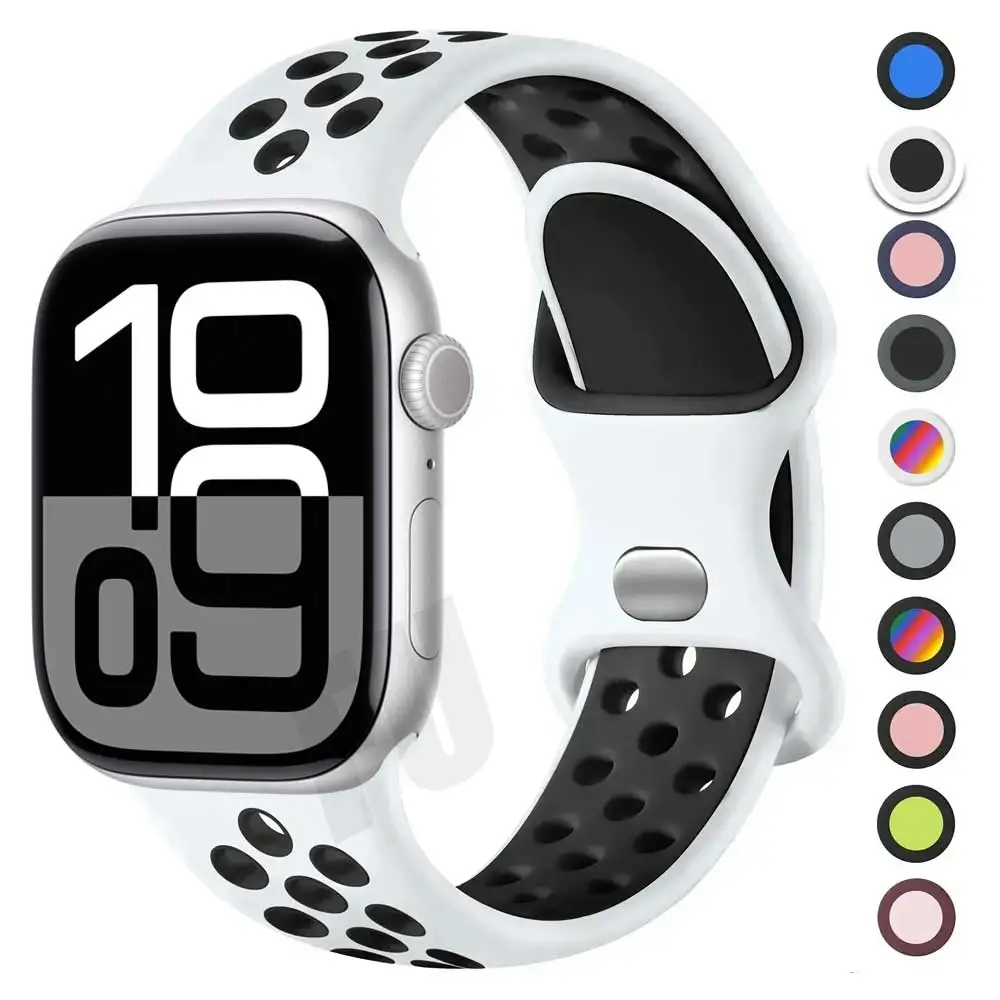 Strap For Apple Watch Band 49mm 44mm 45mm 42mm 41mm 38mm 40mm correa Silicone sports bracelet iwatch 10 8 SE 7 6 5 Ultra 2 49mm