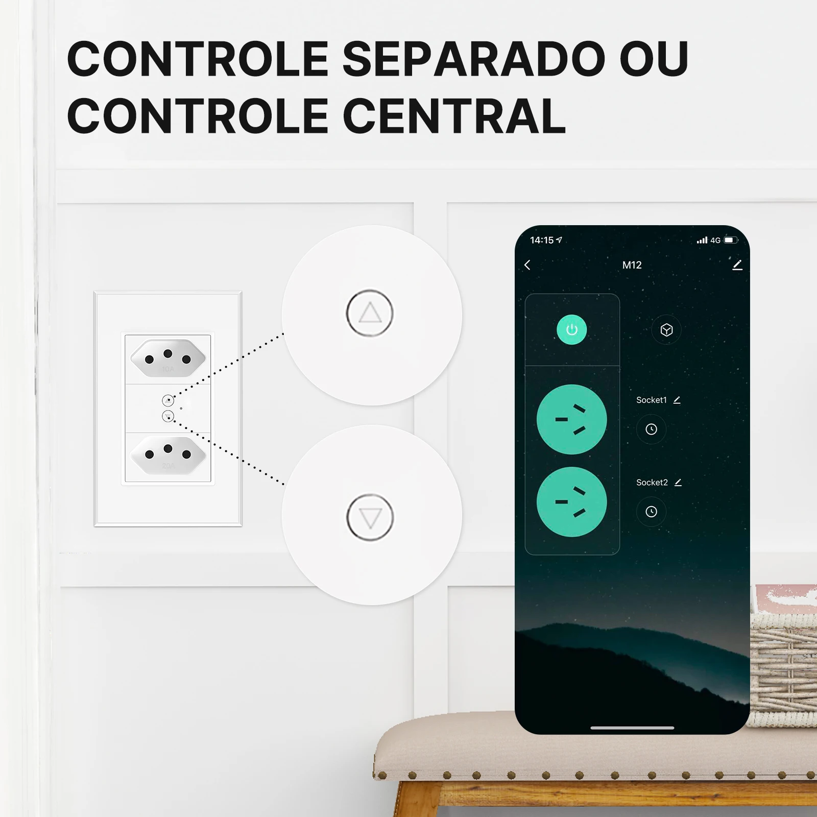 Smart WiFi Wall Outlet Brazilian Standard Electrical Plug 100-240V Fireproof Sockets Independent Timer Switch App Remote Control