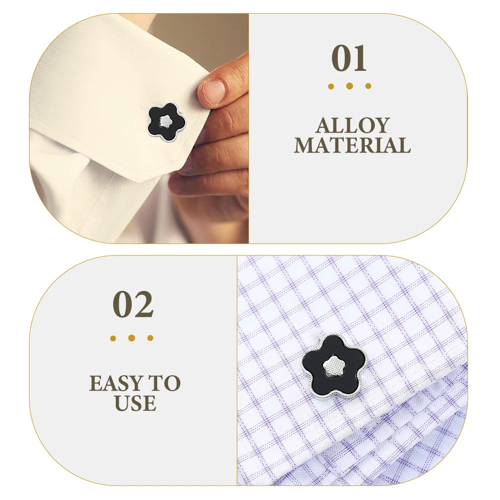 

1Pair Flower Cufflinks Tuxedo Studs Metal Mens Suit Buttons Easy Use Comfortable Wear Elegant Design Cuff Links