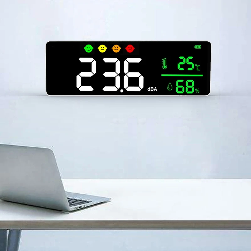 Imagem -06 - Usb Digital Decibel Medidor de Som Inteligente Parede Montado Vizinhos Detector de Ruído 30130db Led Temperatura e Umidade Exibição Monito