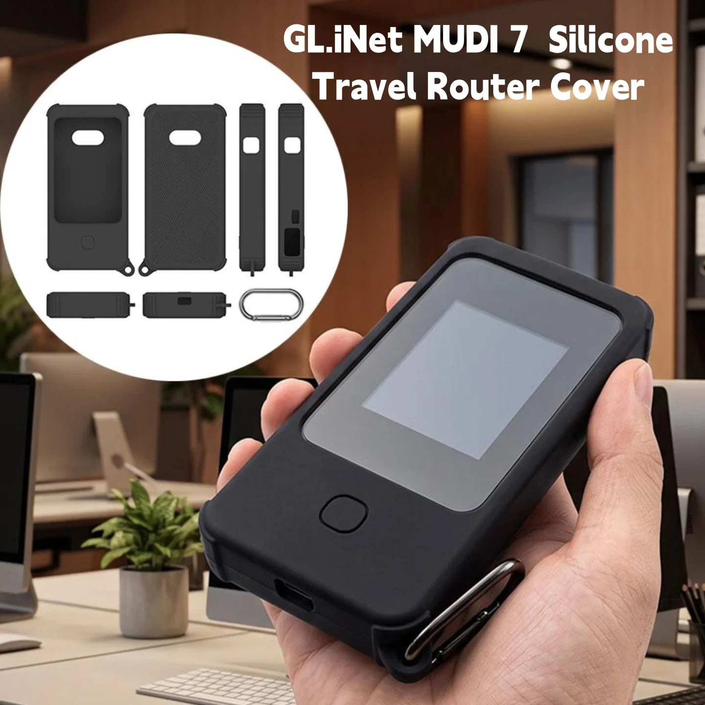 For Gl.Inet Mudi 7 Silicone Travel Router Cover Anti-Drop Scratch Resistant Portable Protective Cover