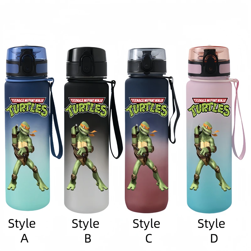 650ML Teenage Mutant Ninja Turtles  Cartoon Figure Water Cup Portable Children's  Outdoor Large Capacity Antidrip Water Bottle