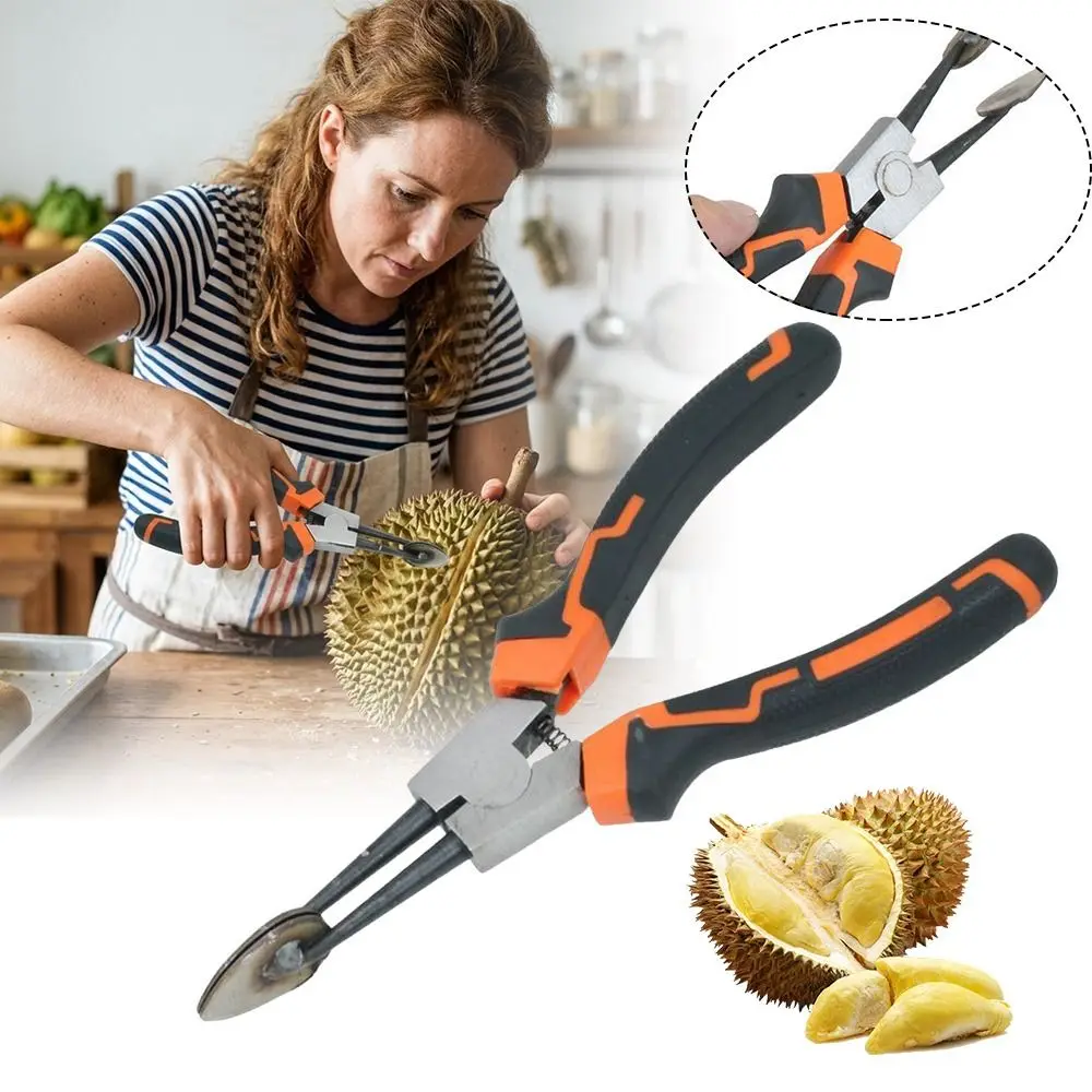 Portable Metal Durian Opener Pliers Labor Saving Anti-slip Handle Durian Pliers Pincer Design Durian Opening Tool Kitchen Use