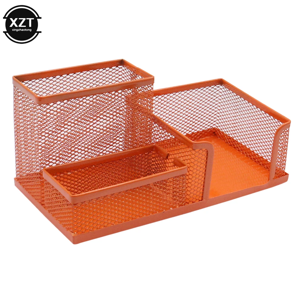 Desk Stationery Organizer Creative Metal Pen Holder Pencil File Storage Rack 3 Grid Storage Box Office Accessories