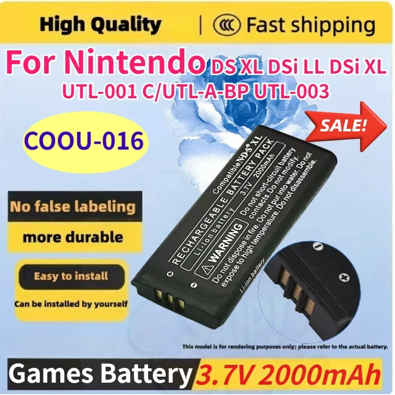 Brand New 3.7V 2000mAh COOU-016 Li-ion Battery for Nintendo DS XL DSi LL DSi XL UTL-001 C/UTL-A-BP UTL-003 Replacement Battery