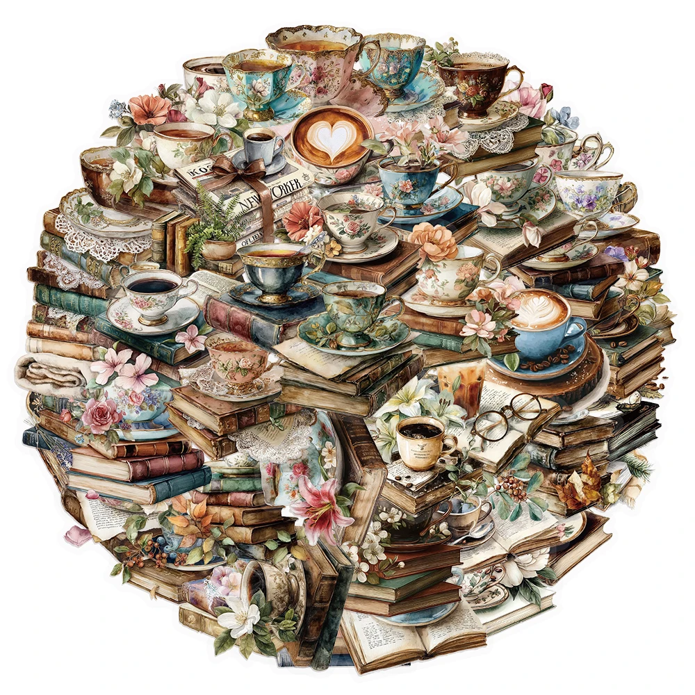 50 pçs livros e café pet adesivos de plástico diversão decoração casos de telefone portátil copos skate diy adesivos decorativos