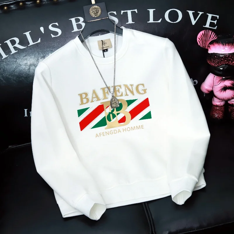 

Высококачественная хлопковая футболка с длинным рукавом для мужчин, весенне-осенняя, модная, с надписью, круглый вырез, толстовка большого размера, топ