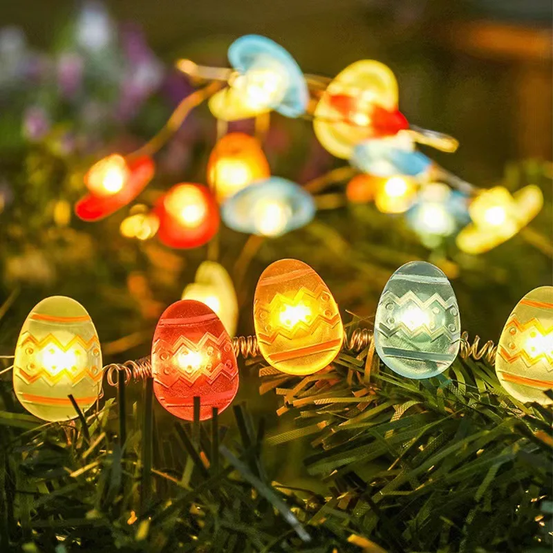 2024 Easter Curtain Rabbit String Light Carrot Chick Eggs Fairy Light Garland Happy Easter Party Decoration for Home Kids Gift