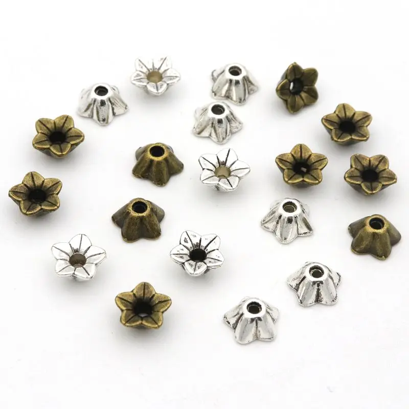 45Pcs 3D Flower Loose Sparer End Bead Caps for Jewelry Making Finding Diy Bracelet Accessories Component Wholesale Supply