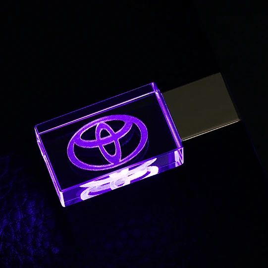 New Car Gift Fashion Crystal USB Flash Drive 128GB with LED Light Memory Stick Free Customized Logo Pen Drive External Storage