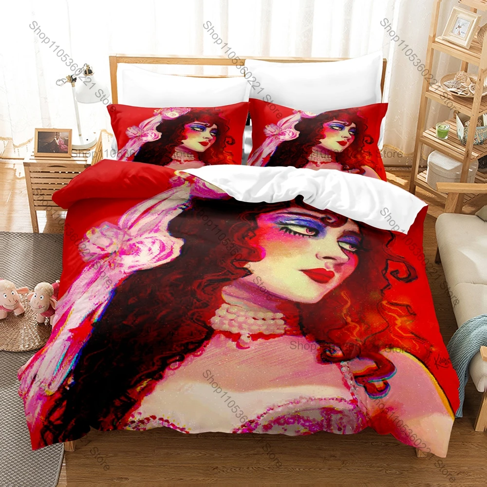 Cool Music Red Wine Supernova Bedding Set Duvet Cover + 2 Pillowcases Chappell Roan Song Graphic Bed Linens