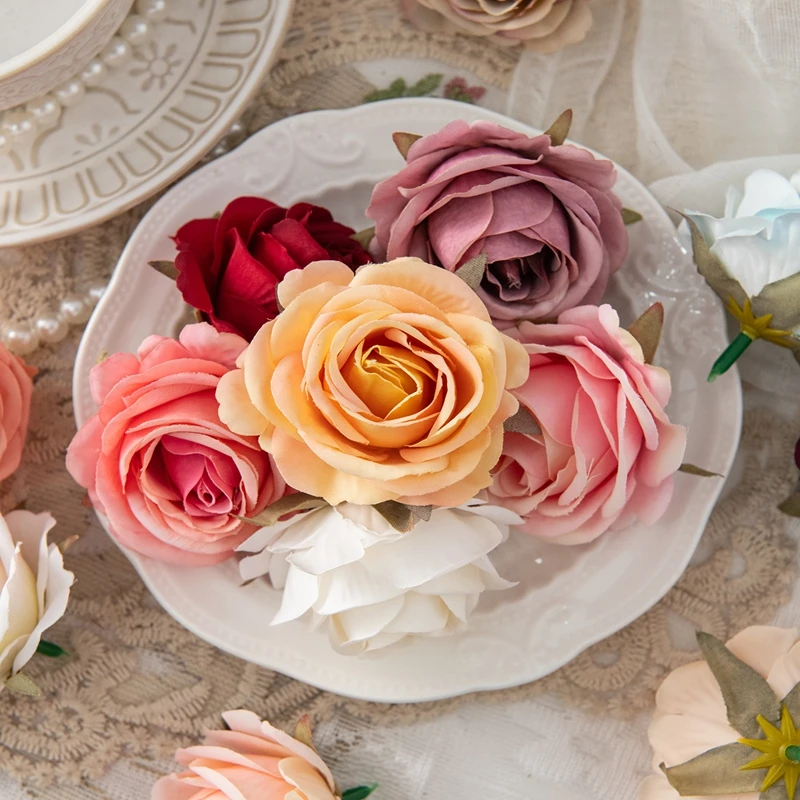 50/100 Stück Künstliche Blumen Flanell-Rosen Seidenblumen für Heimdekoration, Tischdekoration, Kränze, Hochzeits- und Brautornamente, Kopfschmuck, DIY-Geschenkbox-Requisiten – Detail 6