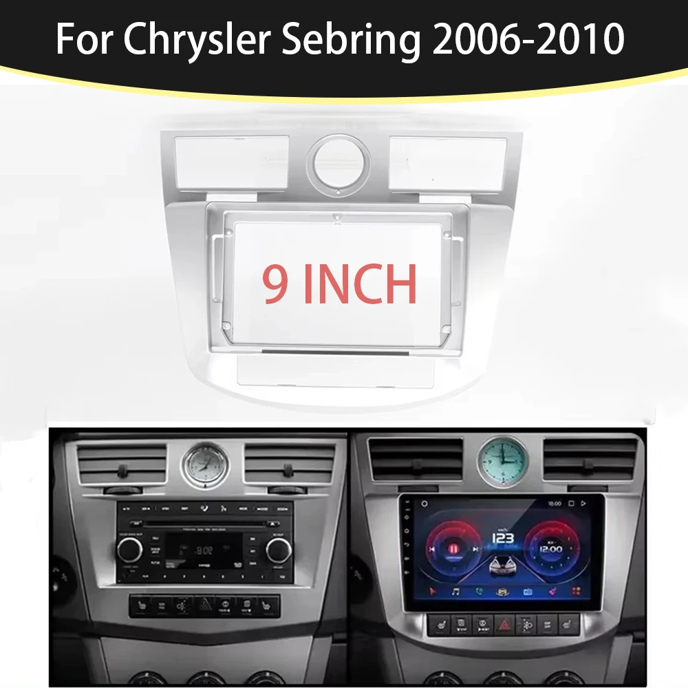 

Автомобильная лицевая панель 2Din Audio, лицевая панель, лицевая панель для Chrysler Sebring 2006-2010, 9-дюймовый комплект для установки радио стерео панели с большим экраном и креплением на приборную панель