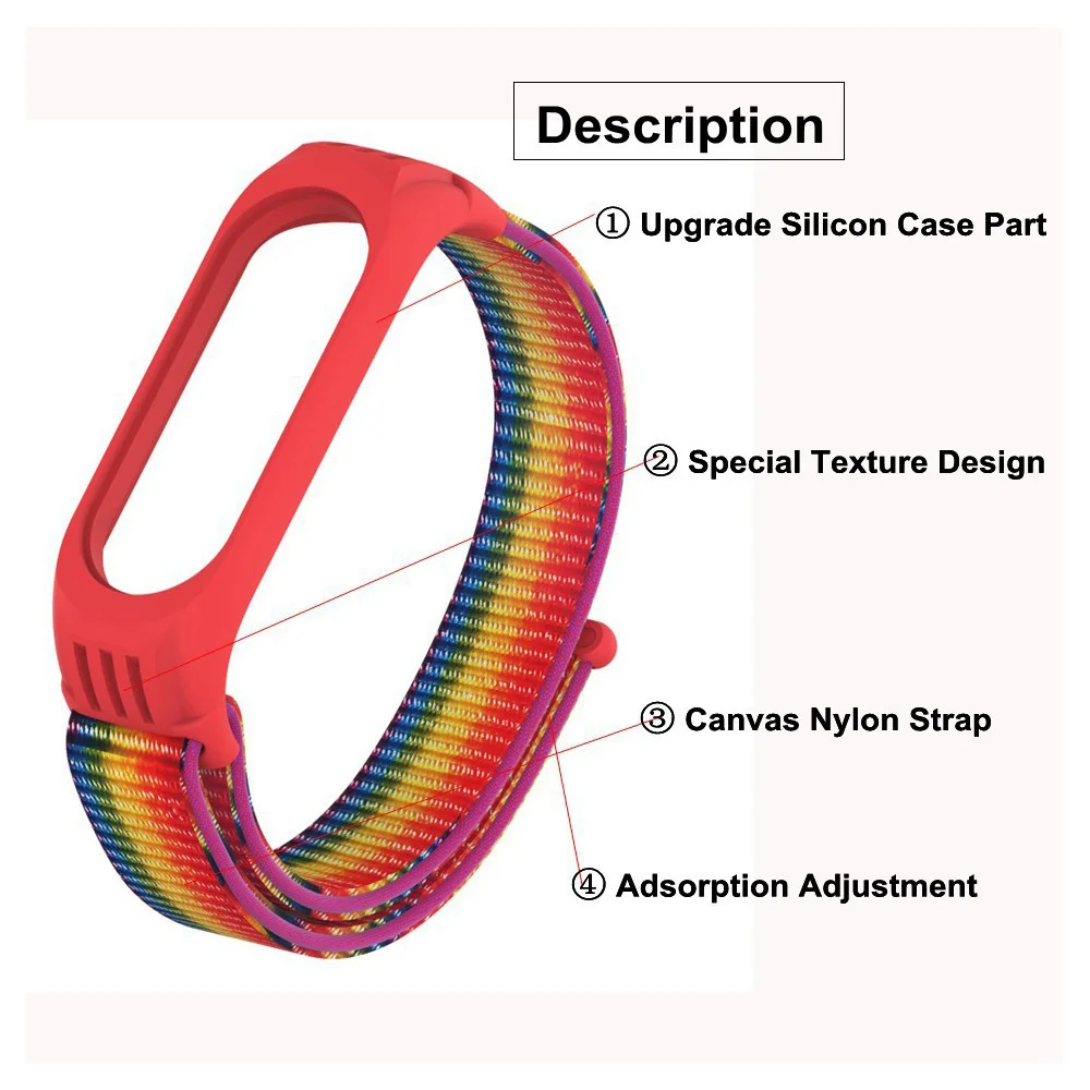 2PCS Nylon loop Mi band 4 5 6 Strap Replacement Soft Adjustable Wrist Watchband Pulsera For Xiaomi Mi band 3 4 5 6 7 Bracelet