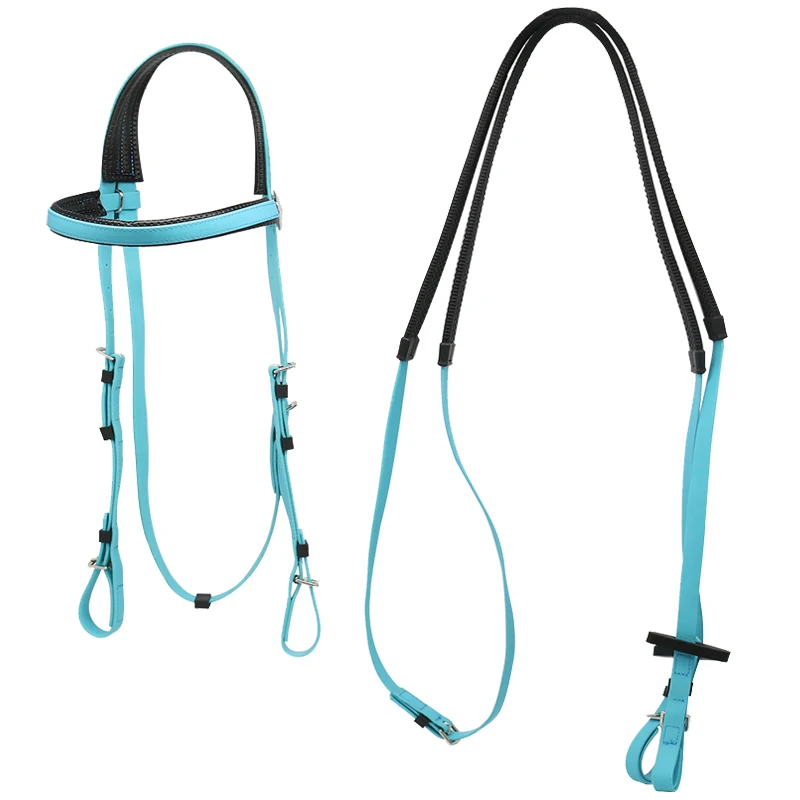 Durable Cold Resistant PVC Coated Nylon Horse Bridle Rein Headstall Lead Rope Custom Waterproof Red Equestrian Equipment