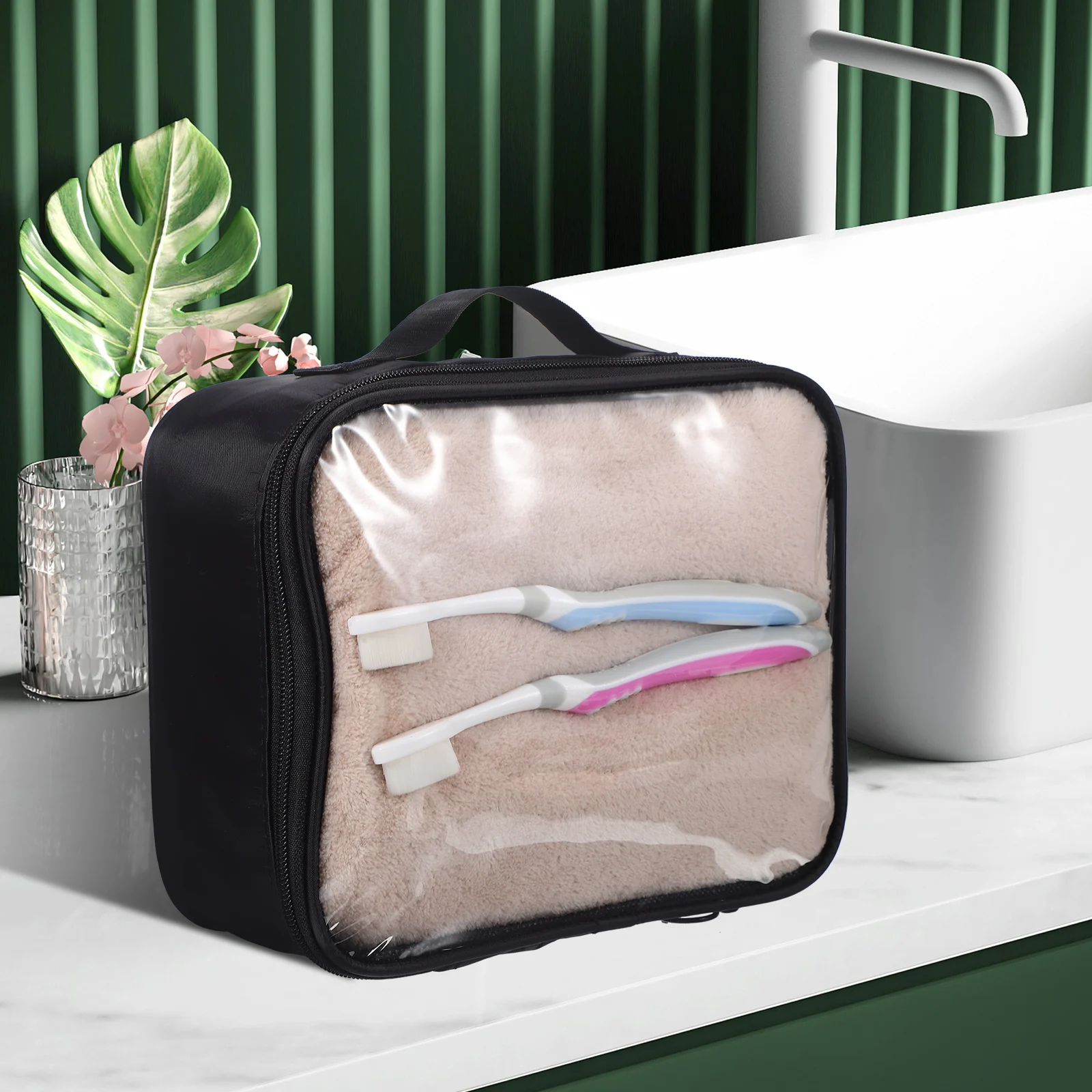 

2Pcs Travel Toiletry Clear Black Large Small ganizer PVC Bag Storage Pouch Wash Bag toiletry organizer bag travel