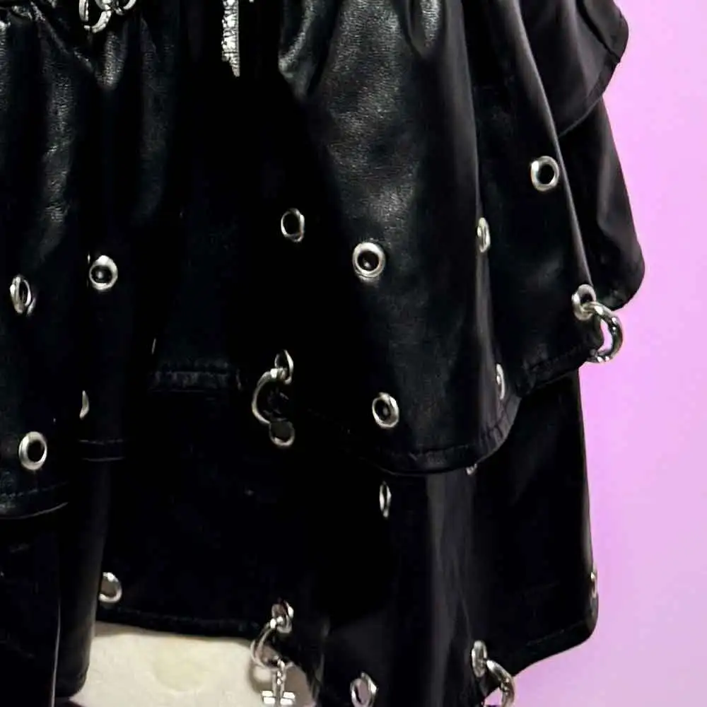 الجرونج في سن المراهقة Harajuku سلسلة القوطي يدوية الشرير الصخرة الصليب E-الفتيات ايكو ملابس للنادي الجمجمة ايمو Y2K جلد نباتي لتقوم بها بنفسك التنانير القوطية #5