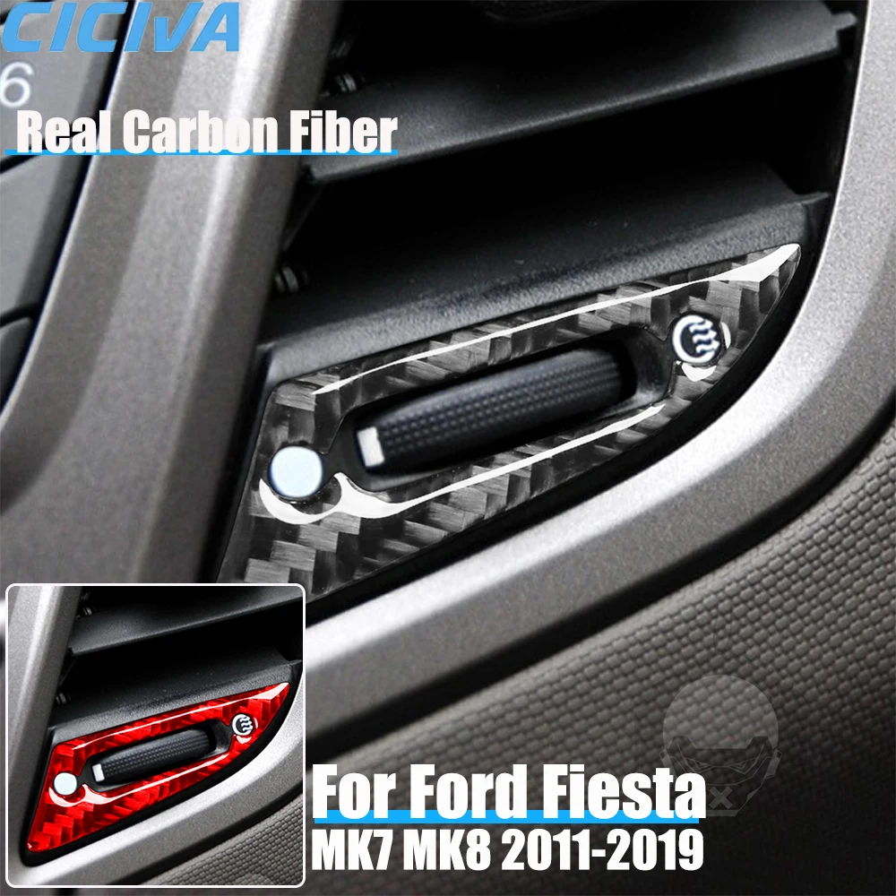 

Real Carbon Fiber Car Accessories Center Air Vent Adjustment Decorative Cover Soft Sticker For Ford Fiesta MK7 MK8 2011-2019