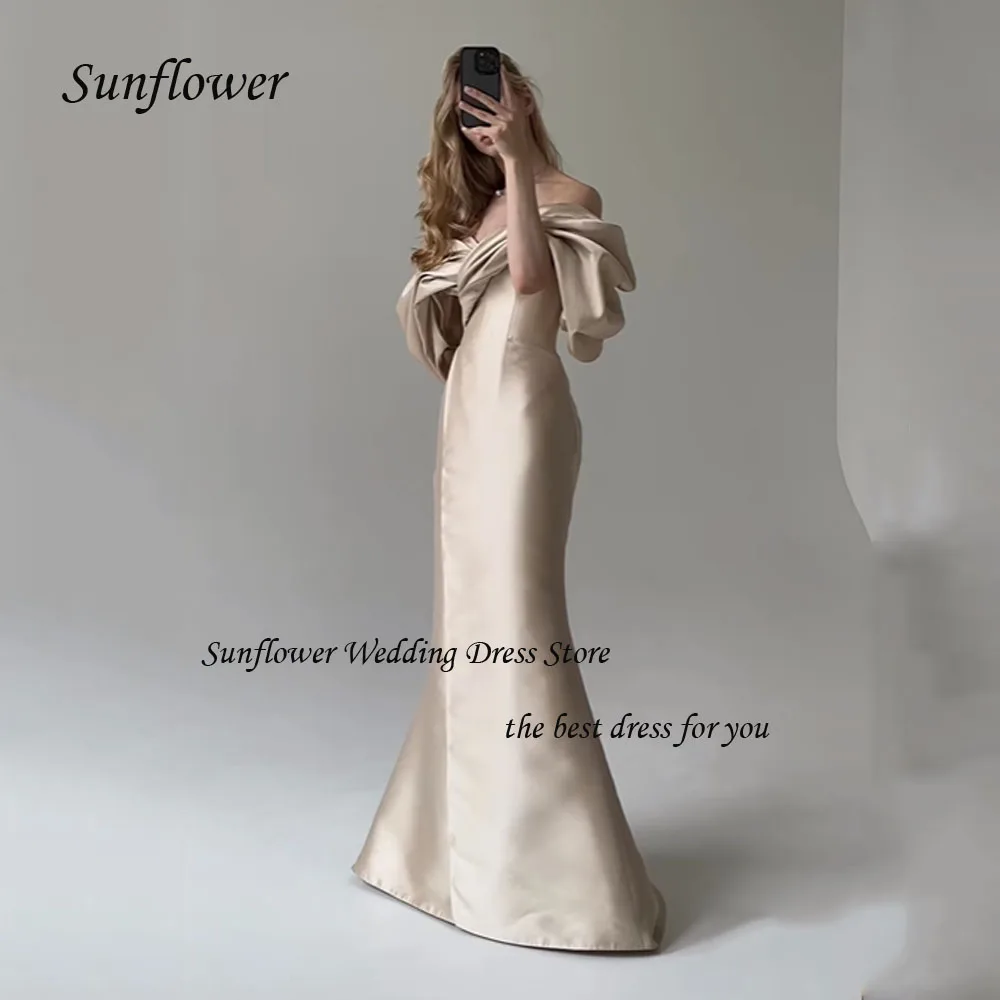 

Sunflower Off the Shoulder Mermaid Formal Evening Dress 2023 Slim Satin Floor-Length High-end Custom Prom Gowns Court Train