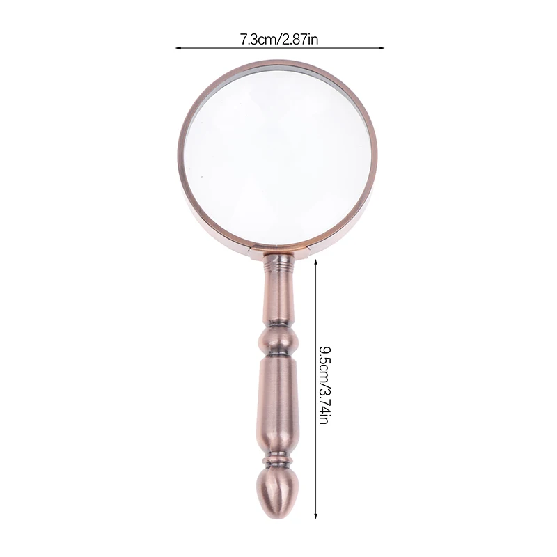 Retro Metal Magnifying Glass 20X Portable High Magnification Reading Mirror With Detachable Handle For Identification