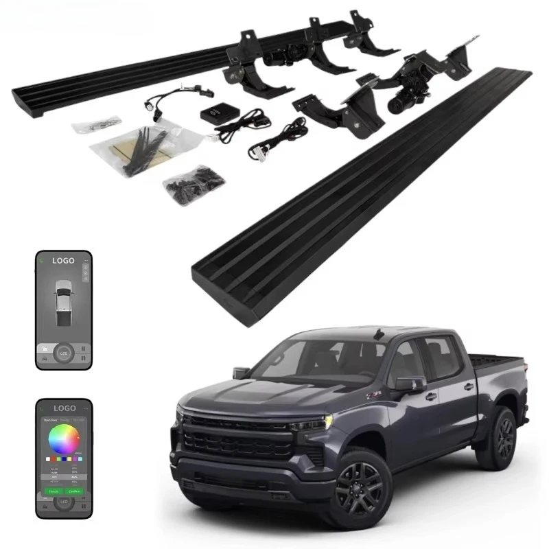 Fold Retractable 6 Breacket Power Side Steps Electric Running Board for 2020 2022 2025 Chevy Silverado 1500 2500 3500 Crewcab