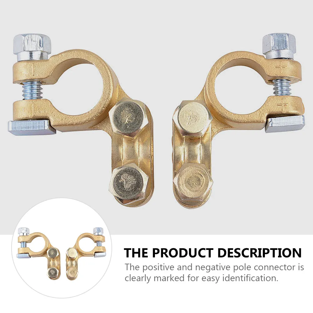 1Pair Heavy Duty Brass Battery Terminal Clamps for Car Truck Rv Marine Standard Top Side Post Batteries Superior Conductivity