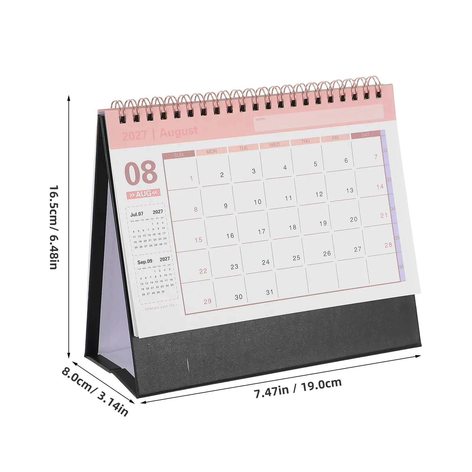 2027 Desk Calendar July 2026-December 2027 Black Academic Desktop Planner Organizer for Home Office School Desk