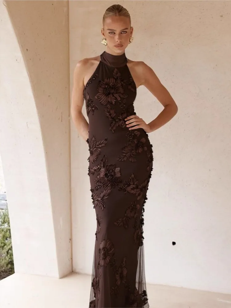 Elegant Women Dress Spring Summer Fashion Simple Halter Sleeveless Cinched Waist Maxi Bodycon Streetwear Soft Vestidos 2026