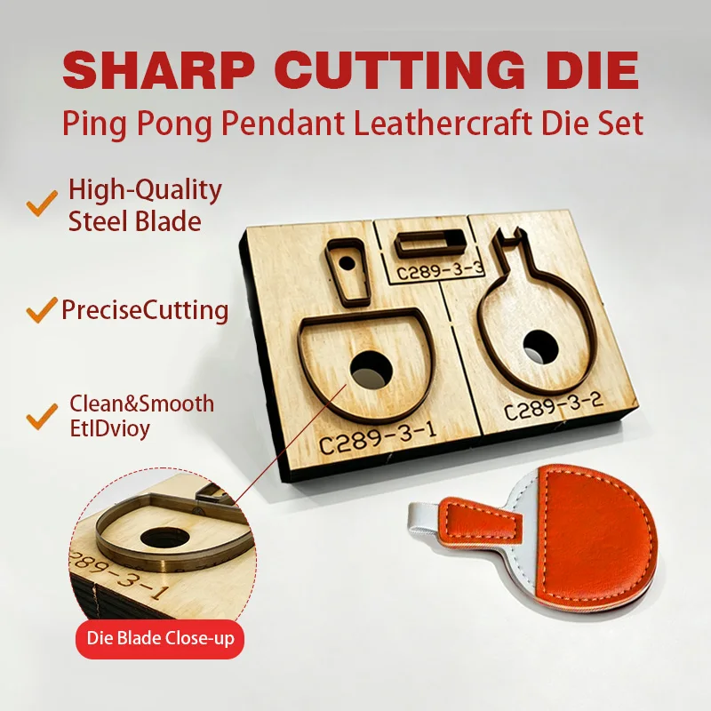 C289 Table Tennis Racket Pendant High Carbon Steel Sharp Cutting Mold DIY Tanning Leather Keychain Punching Tool Leathercraft