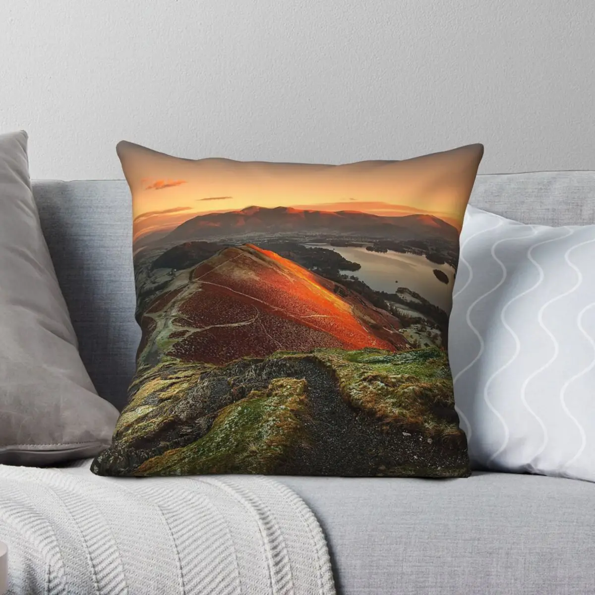 First Light Skiddaw Catbells Square Pillowcase Polyester Linen Velvet Pattern Decorative Throw Pillow Case Sofa Cushion Cover
