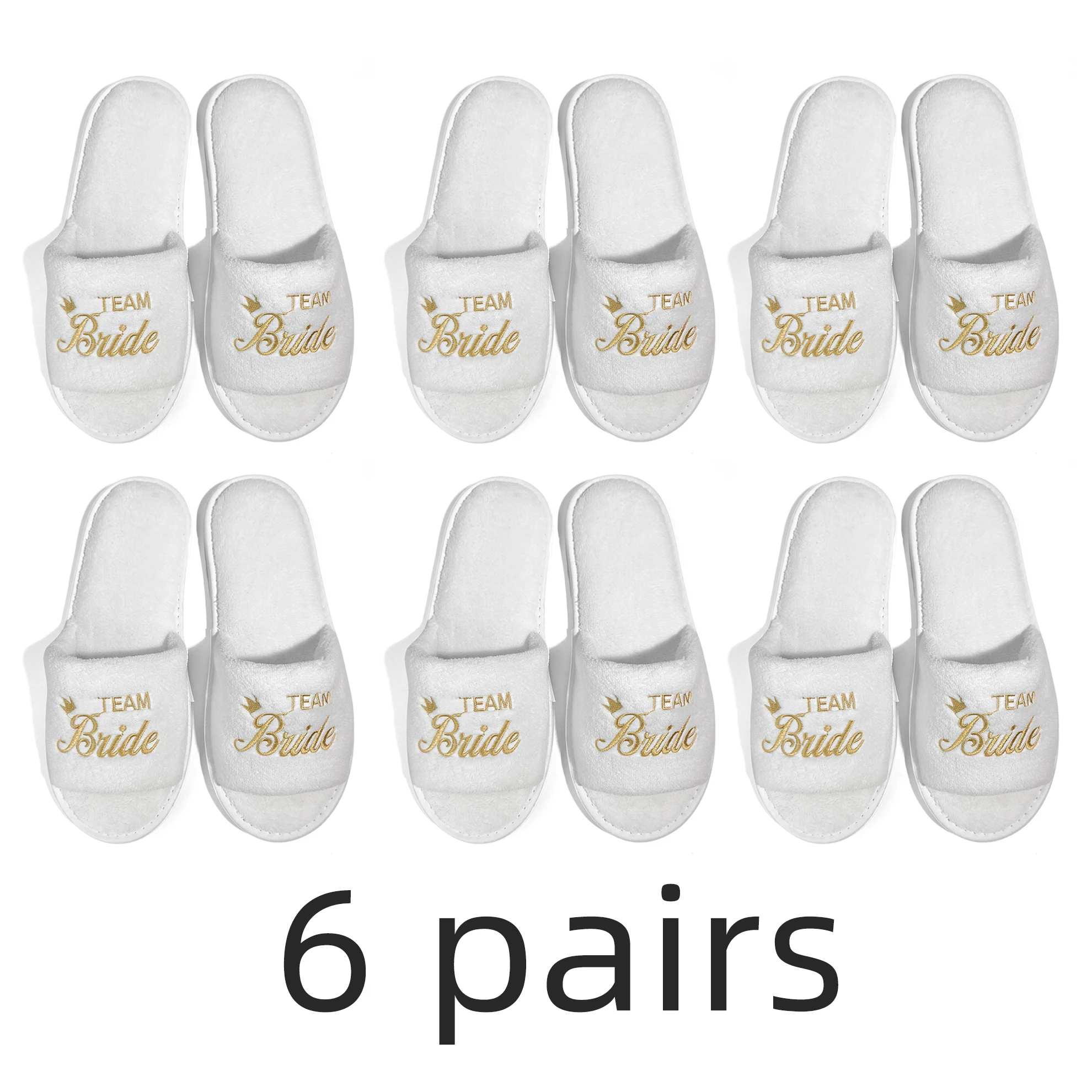 Braut und Brautjungfer, Hochzeit, Party, Gäste, Zuhause, Slip-On-Schuhe, Brautparty-Hausschuhe, offener Zehenbereich mit goldenem, mintgrünem und rosa – Detail 25
